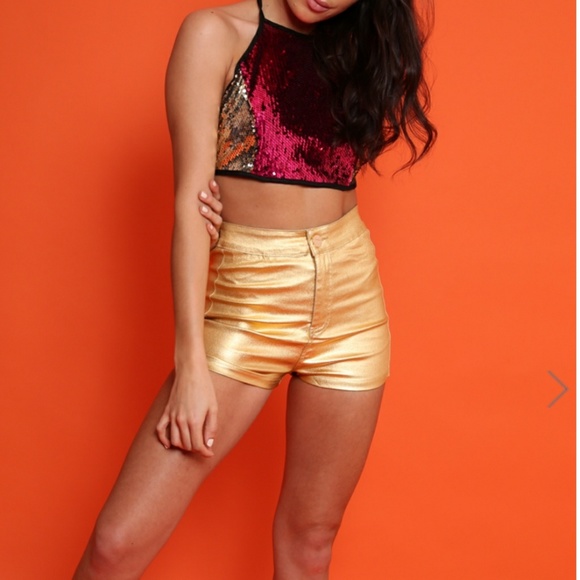 Rebellious Fashion Pants - NEW gold highwaisted shorts